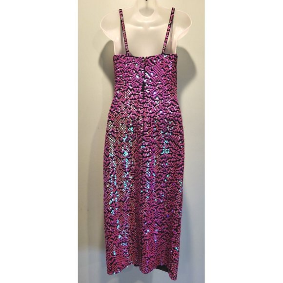 New SHO By Tadashi Shoji Richie Pink Sequin Sleeveless V Neck Midi Dress Sz X S - Picture 5 of 11
